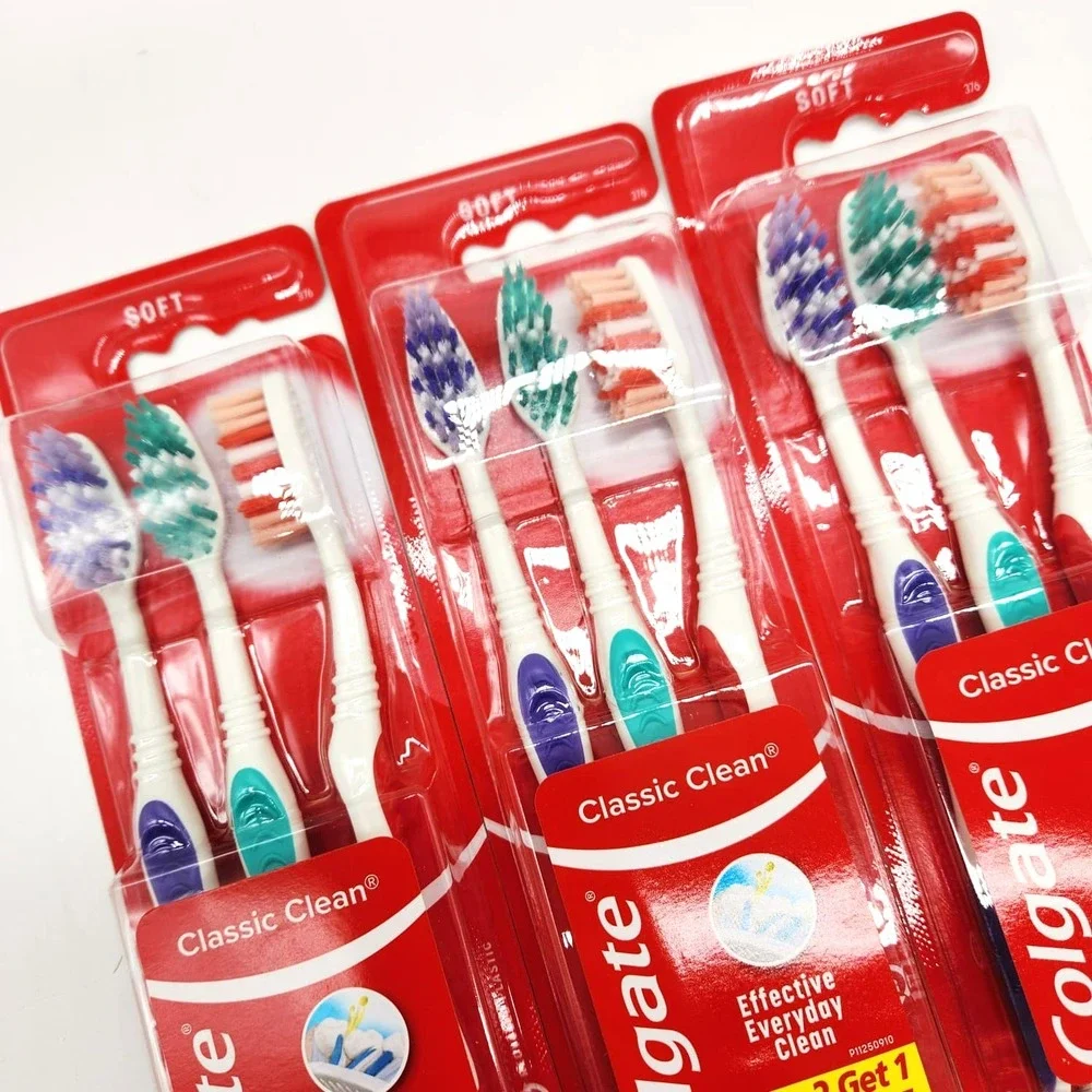 Colgate‎ Classic Clean Toothbrush Soft 3 Packs of 3 Total 9 Brushes New Sealed
